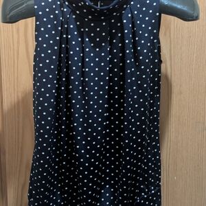 PerSeption Concept Navy Blouse with White Dots